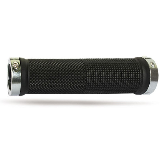 PROGRIP GRIPS PG999 ATV / JET SKI / MTB (22+22MM, LENGTH 120MM) BLACK WITH SILVER LOCK-ON (999-319)