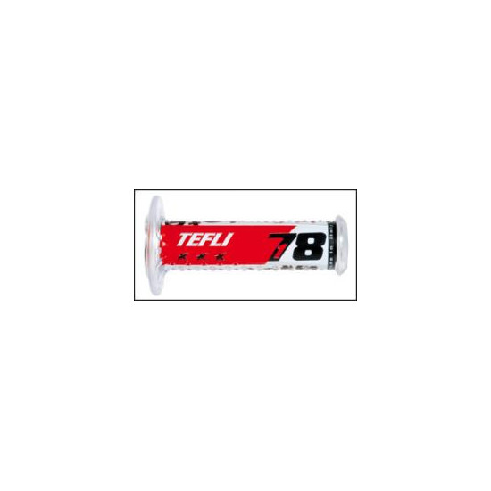 HARRI'S SALE GRIPS 01689-RDE8 TEFLI 78 (115MM / 22MM) WITHOUT HOLE COLOR RED / WHITE / BLACK