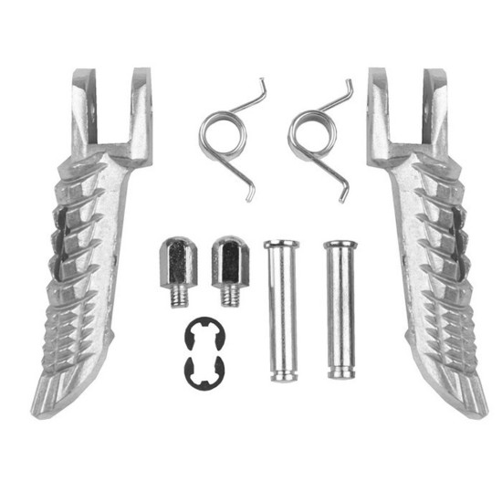 BIKETEC PARTS RIDER'S FOOTREST SET (FOOTRESTS) COMPLETE WITH MOUNTS SUZUKI GSXR 600 / 750 / 1000 '01-14 COLOR SILVER