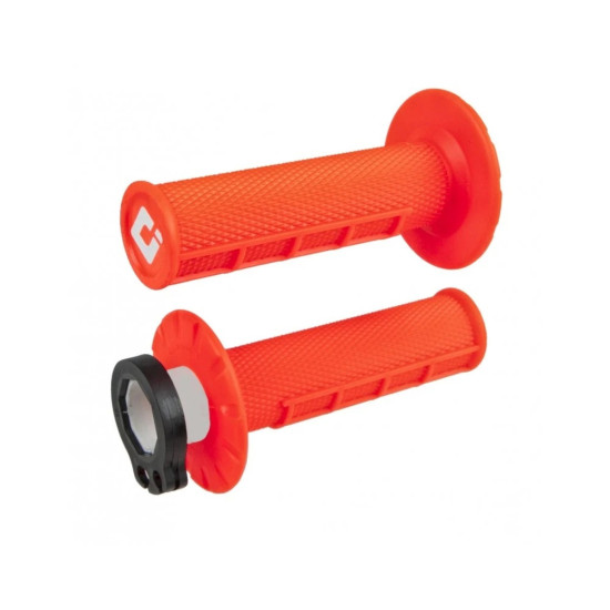 ODI BEKELĖS RANKENĖLĖS HALF WAFFLE MX V2 LOCK-ON RANKENĖLĖS, SPALVA FLUORO ORANŽINĖ