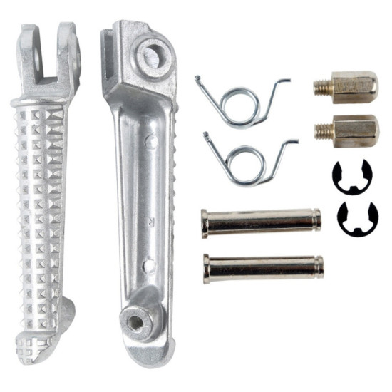 BIKETEC PARTS RIDER'S FOOTREST SET (FOOTRESTS) COMPLETE WITH MOUNTS YAMAHA YZF R1 '98-11, YZF R6 '99-12 COLOR SILVER