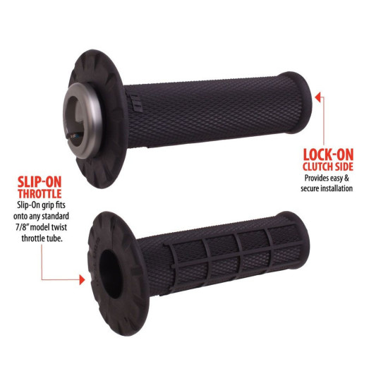 ODI OFF ROAD HALF WAFFLE UNIVERSAL LOCK-ON GRIP SET BLACK