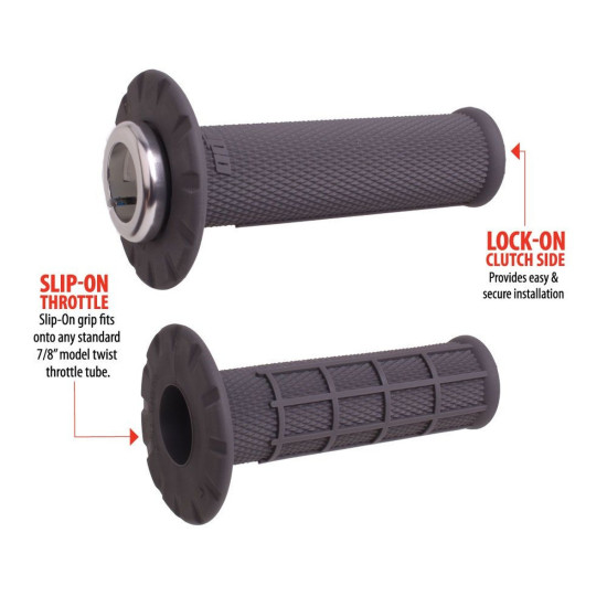 ODI OFF ROAD GRIPS HALF WAFFLE UNIVERSAL LOCK-ON GRIP SET GREY