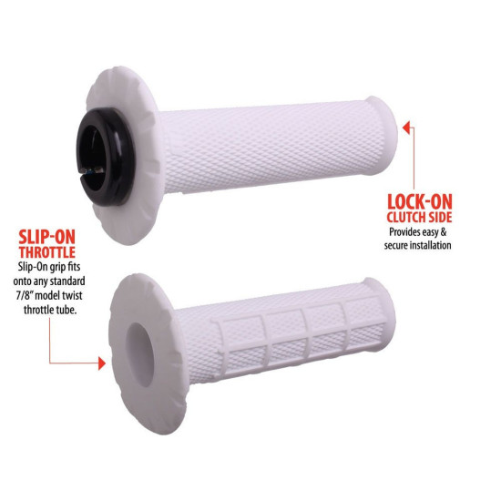 ODI OFF ROAD HALF WAFFLE UNIVERSAL LOCK-ON GRIP SET WHITE
