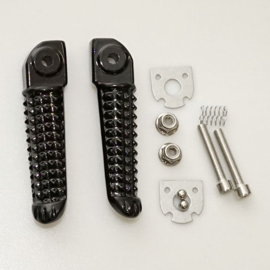 BIKETEC PARTS PASSENGER FOOTREST SET COMPLETE WITH MOUNTS YAMAHA YZF R1 '02-11, YZF R6 '03-11 BLACK