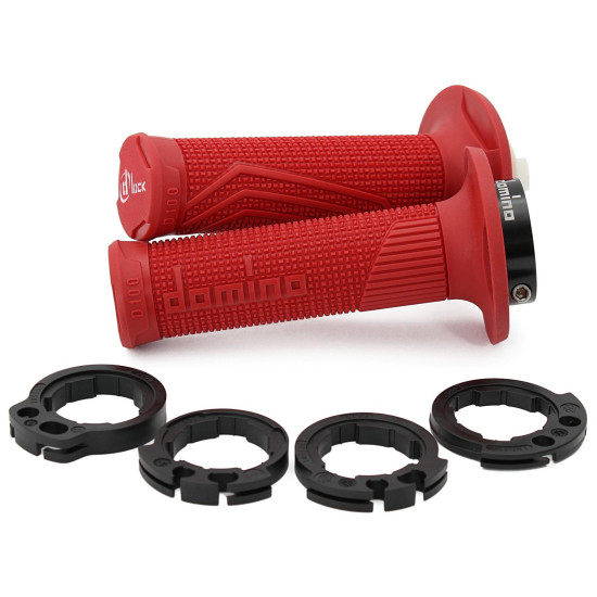 DOMINO BEKELĖS D-LOCK RANKENĖLĖS (SU AKCELSINO RITINĖLIO ADAPTERIAIS - KTM, HUSQVARNA, GASGAS, HONDA, KAWASAKI, SUZUKI, 