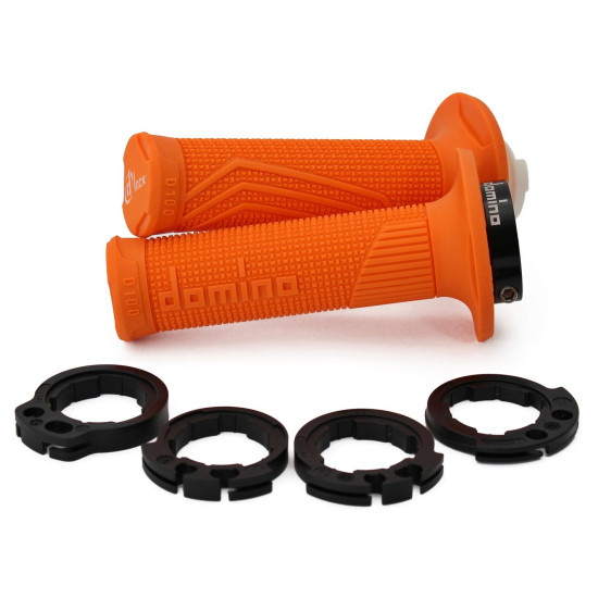 DOMINO OFF ROAD D-LOCK GRIPS (WITH THROTTLE ROLLER ADAPTERS - KTM, HUSQVARNA, GASGAS, HONDA, KAWASAKI, SUZUKI, YAMAHA) O