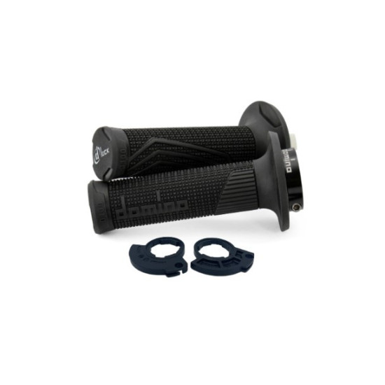 DOMINO OFF ROAD GRIPS D-LOCK FOR ONE CABLE 2T (WITH THROTTLE ROLLER ADAPTERS - KTM, HUSQVARNA, GASGAS, HONDA, KAWASAKI, 