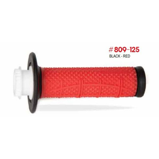 PROGRIP PG809 OFF ROAD GRIPS WITH SCS LOCK-ON + 7 GASKET ROLLER ADAPTERS (22+25MM) COLOUR BLACK RED TWO-COMPONENT HALF W