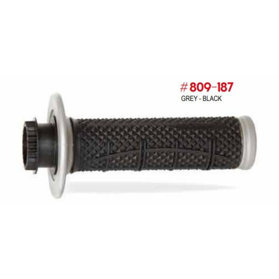 PROGRIP PG809 OFF ROAD GRIPS WITH SCS LOCK-ON + 7 GASKET ROLLER ADAPTERS (22+25MM) COLOUR GREY BLACK TWO-COMPONENT HALF 