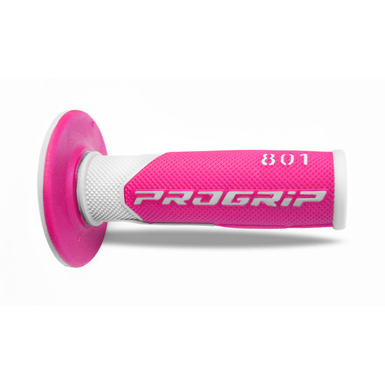 PROGRIP PG801 BEKELĖS RANKENOS (22+25 MM, 115 MM ILGIO) BALTOS / FUKSIJOS SPALVOS (DVIEJŲ KOMPONENTŲ) (801-243) (PG801WH