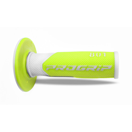 PROGRIP PG801 OFF ROAD GRIPS (22+25MM, 115MM LENGTH) WHITE / YELLOW FLUO (TWO-COMPONENT) (801-244) (PG801WH / YLF) - SAL