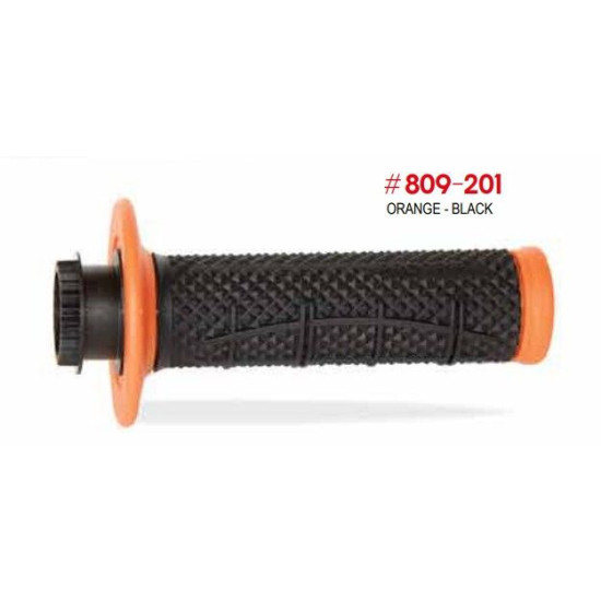 PROGRIP PG809 OFF ROAD GRIPS WITH SCS LOCK-ON + 7 GASKET ROLLER ADAPTERS (22+25MM) COLOUR ORANGE BLACK TWO-COMPONENT HAL