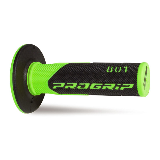 PROGRIP PG801 OFF ROAD GRIPS (22+25MM, 115MM LENGTH) FLUO GREEN / BLACK (TWO-COMPONENT) (801-295) (PG801GRF / BK)