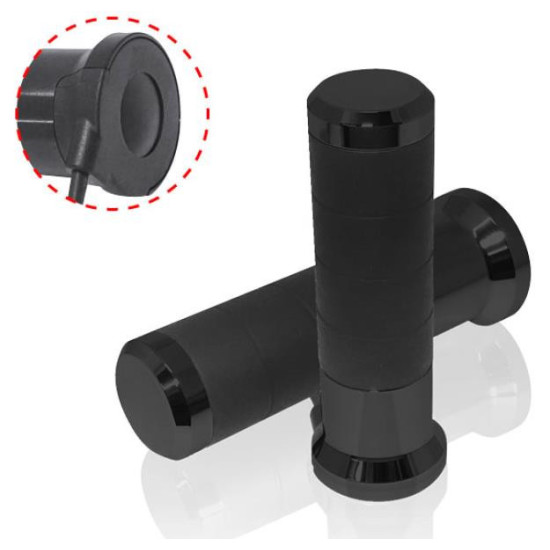 KOSO AKCINĖS ŠILDOMOS RANKENOS SU VALDIKLIU (22MM / 25MM 7 / 8-1`) ILGIS - 120MM LCD VALDIKLIS - 5 ŠILDYMO LYGIAI (EL) J