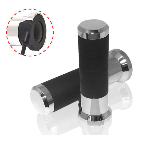 KOSO ŠILDOMOS RANKENOS SU VALDIKLIU (22MM / 25MM 7 / 8-1`) ILGIS - 120MM) LCD VALDIKLIS - 5 ŠILDYMO LYGIAI (EL) CHROME S