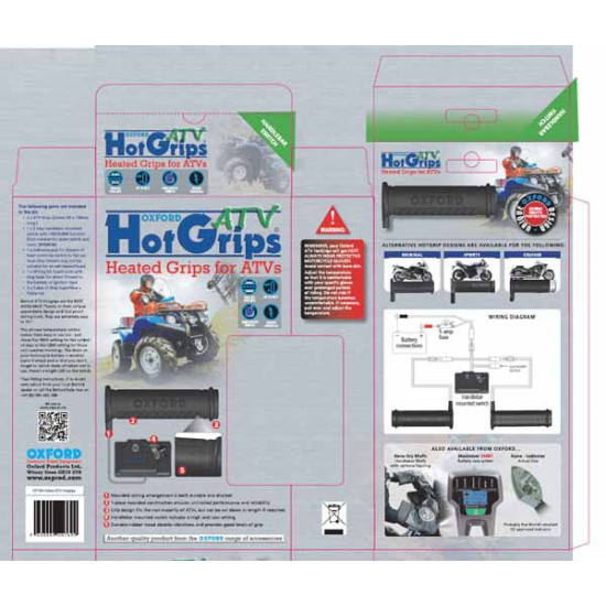 OXFORD ESSENTIAL ATV / QUAD HEATED GRIPS WITH CONTROL PANEL FOR 22MM HANDLEBAR (EL)