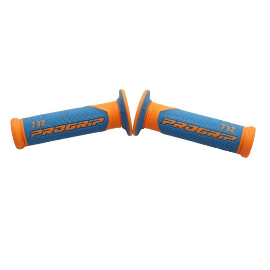 PROGRIP GRIPS PG732 ROAD (22+25MM, LENGTH 125MM) COLOR FLUO ORANGE / LIGHT BLUE (TWO-COMPONENT) (732-364)