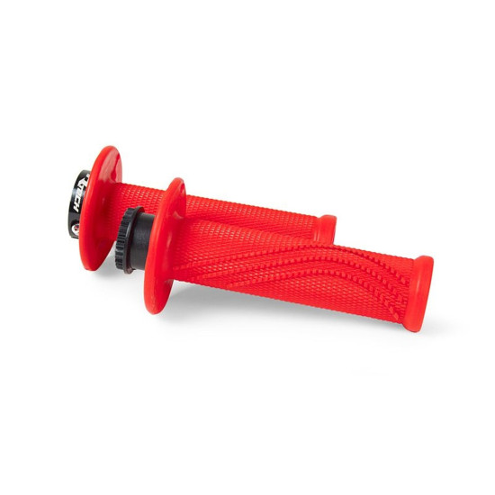 RACETECH (RTECH) R20 FIKSUOJAMOS RANKENĖLĖS (22+25MM) NEONINĖS RAUDONOS + 3 AKCELSINO RITINĖLIO ADAPTERIAI BETA MOTOCIKL