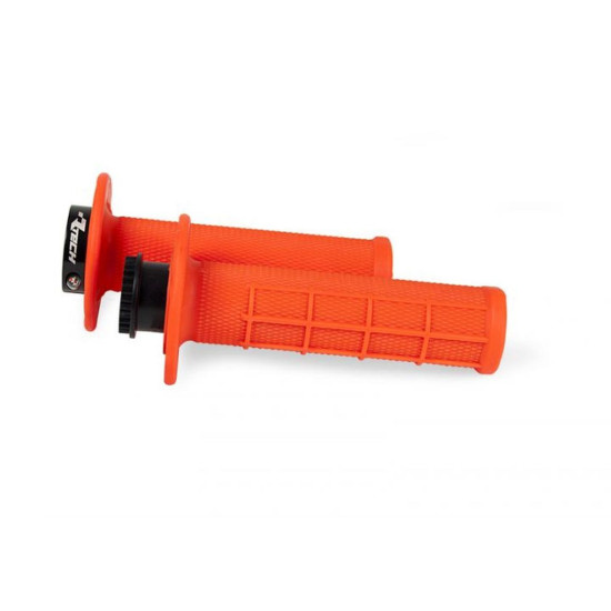 RACETECH (RTECH) R20 LOCK-ON GRIPS (22+25MM) NEON ORANGE (HALF WAFFLE) + 8 ROLLER ADAPTERS