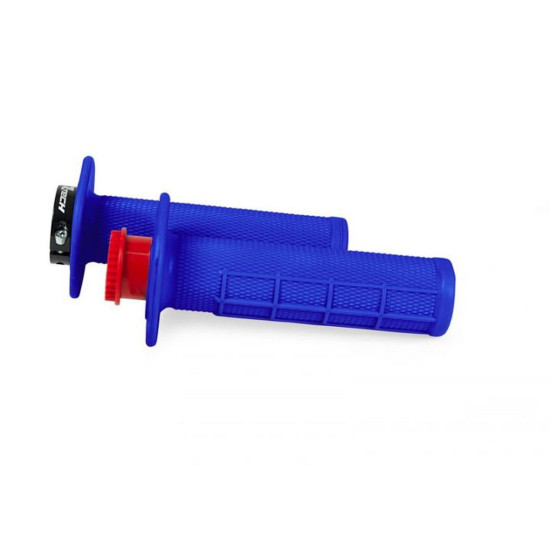RACETECH (RTECH) R20 LOCK-ON GRIPS (22+25MM) BLUE (HALF WAFFLE) + 8 ROLLER ADAPTERS