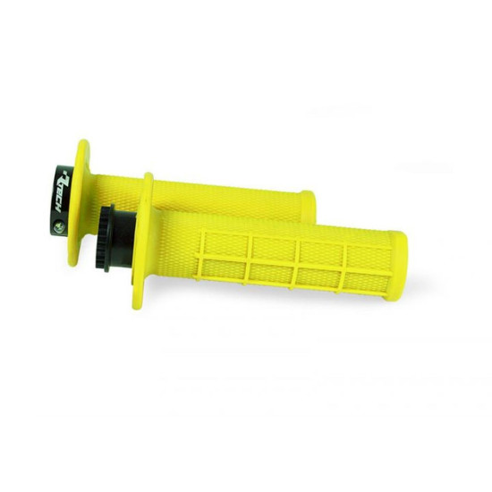 RACETECH (RTECH) R20 FIKSUOJAMOS RANKENĖLĖS (22+25MM) NEONINĖS GELTONOS (PUSĖS VAFLĖS FORMOS) + 8 RITINĖLIAI