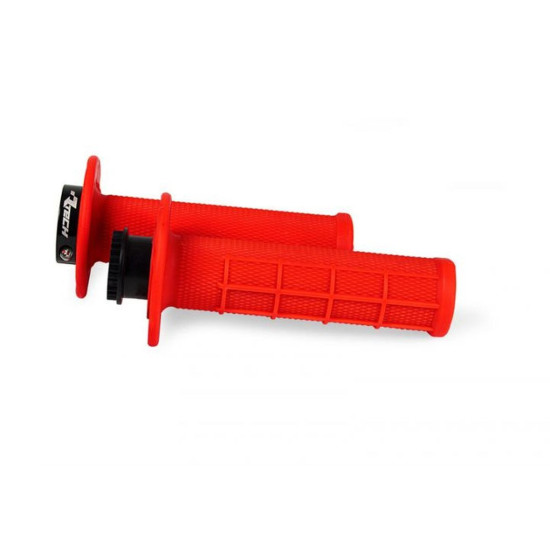 RACETECH (RTECH) R20 FIKSUOJAMOS RANKENĖLĖS (22+25MM) NEONINĖS RAUDONOS (PUSĖS VAFLĖS FORMOS) + 8 RITINĖLIAI