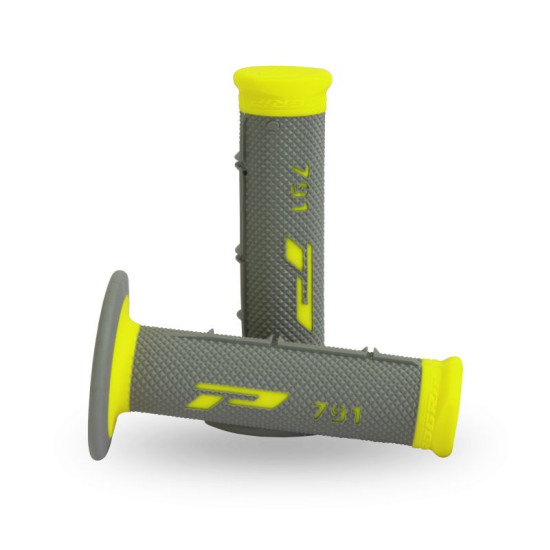 PROGRIP PG791 OFF ROAD GRIPS (22+25MM, 115MM LENGTH) GREY / FLUO YELLOW (TWO-COMPONENT) (791-347) (PG791YF / GR)