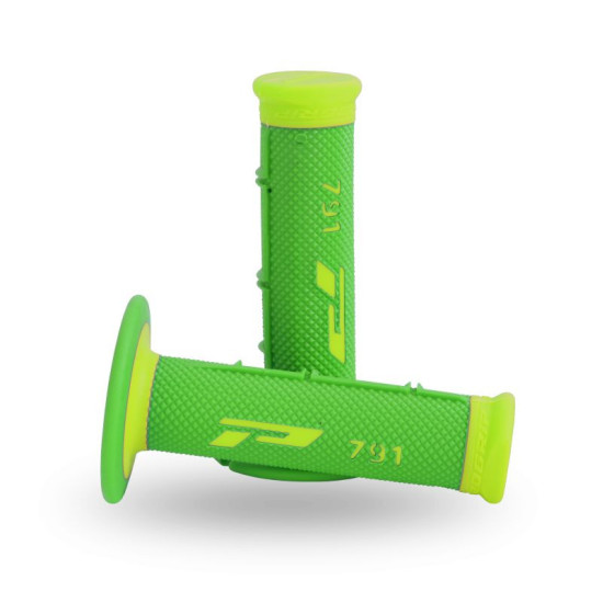 PROGRIP PG791 OFF ROAD GRIPS (22+25MM, 115MM LENGTH) GREEN / YELLOW FLUO (TWO-COMPONENT) (791-378) (PG791YF / GR)