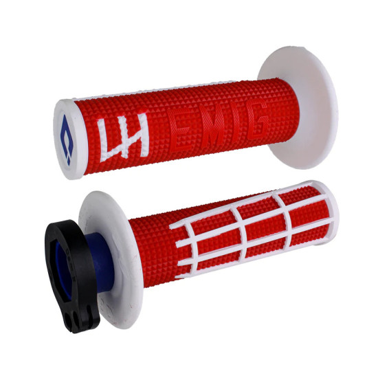 ODI BEKELĖS RANKENOS EMIG 2.0 V2 LOCK-ON RANKENOS SPALVA RAUDONA BALTA