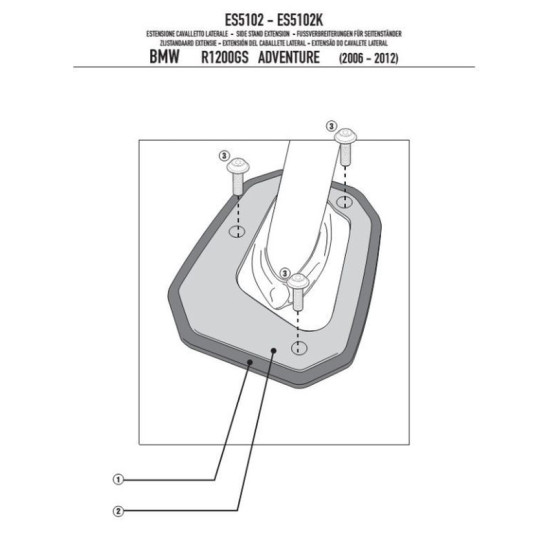 KAPPA SIDE STAND EXTENSION BMW R 1200GS ADVENTURE (06-13)