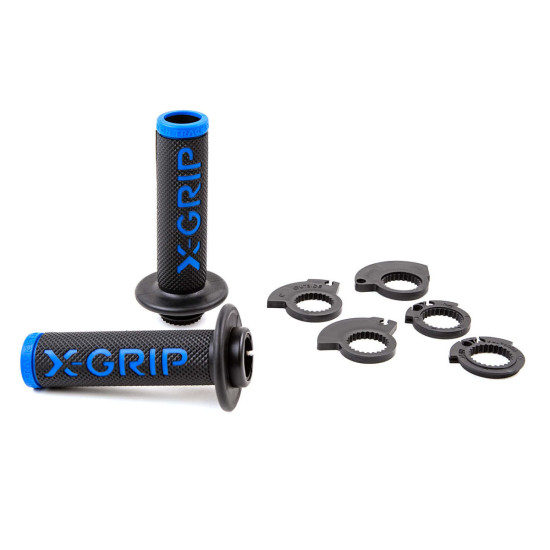 X-GRIP PROMOTION GRIPS BRAAAAP GRIPS LOCK-ON-GRIP (WITH GASKET ROLLER ADAPTERS) BLUE OPEN END (WITH A HOLE) BLUE COLOR