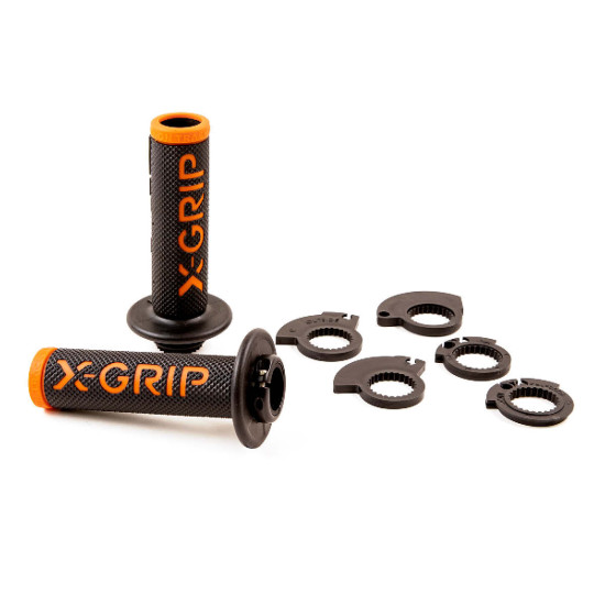 X-GRIP reklaminės rankenos BRAAAAP rankenos UŽRAKINAMOS (SU TARPIKLIO RITINĖLIO ADAPTERIAIS) ORANŽINĖ ATVIRAS GALAS (SU 