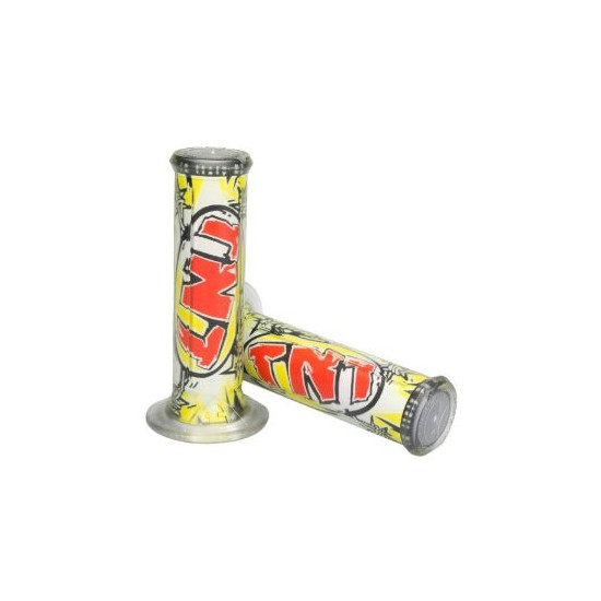 HARRI'S SALE 01684 / F-TN TNT GRIPS (120MM / 22MM) WITH HOLE YELLOW / RED