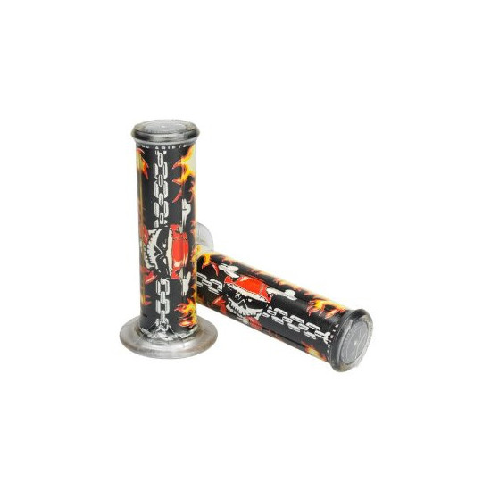 HARRI'S IŠPARDAVIMAS 01684-RA RANKENĖLĖS (120MM / 22MM) BE KAUKOLĖS SKYLĖS, SPALVA JUODA / GELTONA / RAUDONA