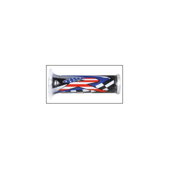 HARRI'S IŠPARDAVIMAS 01687-RUSA USA RANKENĖLĖS (125MM / 22MM) SU SKYLE, RAUDONA / MĖLYNA / BALTA SPALVA
