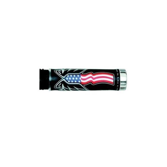 HARRI'S SALE GRIPS 02601 / PA USA FLAG TIP CHROME (130MM / 22MM) WITHOUT HOLE COLOR BLACK / RED / BLUE