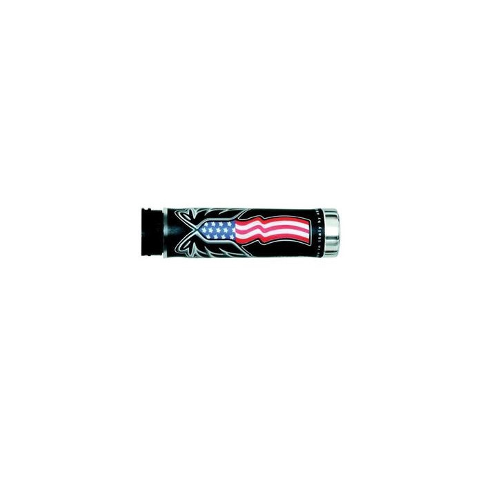 HARRI'S SALE GRIPS 02601 / PA USA FLAG TIP CHROME (130MM / 22MM) WITHOUT HOLE COLOR BLACK / RED / BLUE