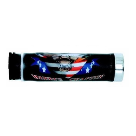 HARRI'S CLEARANCE GRIP 02601-HC USA FLAG CHROME TIP (130MM / 22MM) WITHOUT HOLE BLACK / RED / BLUE