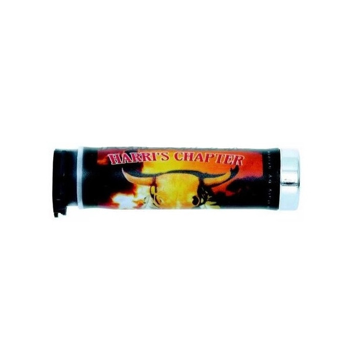 HARRI'S SALE 02601-IC CHAPTER WITH BULL TIP CHROME (130MM / 22MM) WITHOUT HOLE COLOR BLACK / RED / YELLOW