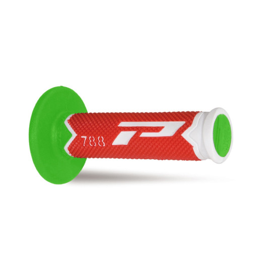 PROGRIP PG788 OFF ROAD GRIPS (22+25MM, 115MM LENGTH) WHITE / RED / GREEN (TERNATIVE) (788-290)