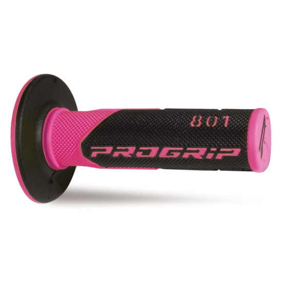 PROGRIP PG801 OFF ROAD GRIPS (22+25MM, LENGTH 115MM) COLOR FLUO PINK / BLACK (TWO-COMPONENT) (801-297)