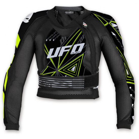 UFO chest protector ULTRALIGHT 3.0 BODYGUARD KIDS/JUNIOR color black/white/green FLUO size L (children) (CE LEVEL 2)
