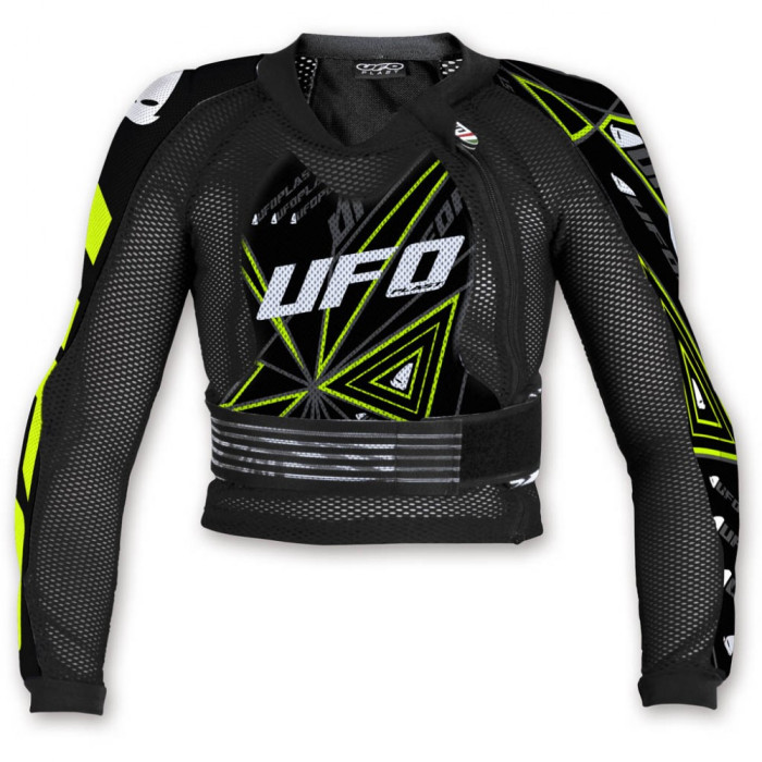 UFO chest protector ULTRALIGHT 3.0 BODYGUARD KIDS/JUNIOR color black/white/green FLUO size M (children) (CE LEVEL 2)