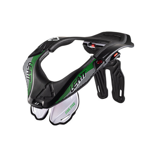 LEATT NECK GUARD 5.5 NECK BRACE BLACK COLOR BLACK / WHITE / GREEN SIZE S / M
