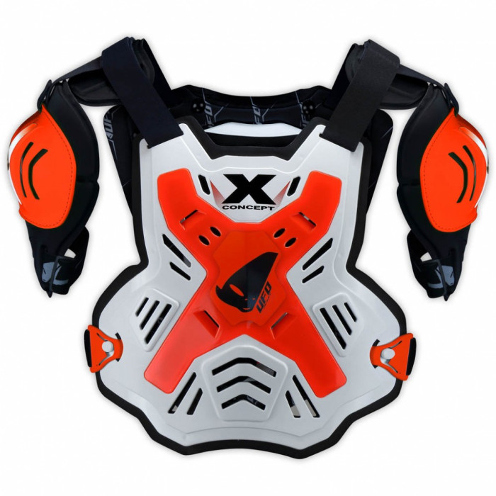 UFO chest protector X-CONCEPT with sleeves color white/orange FLUO size UNI (CE LEVEL 2)