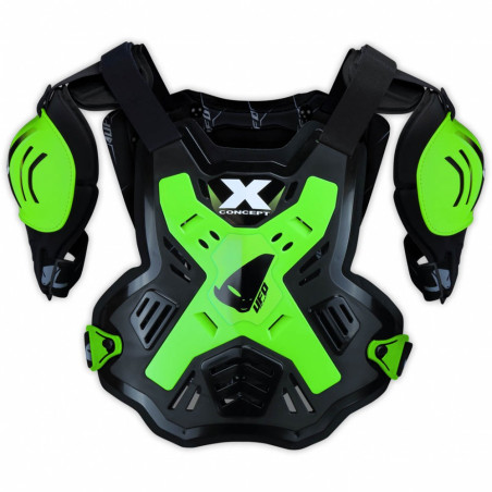 UFO krūtinės apsauga X-CONCEPT su rankovėmis spalva juoda/žalia FLUO dydis UNI (CE LEVEL 2)