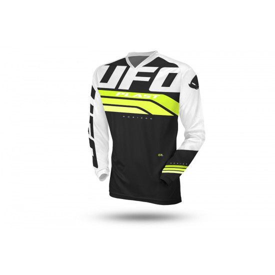 UFO MARŠKINĖLIAI HORIZON JERSEY CROSS SPALVA JUODA BALTA GELTONA FLUO L DYDIS