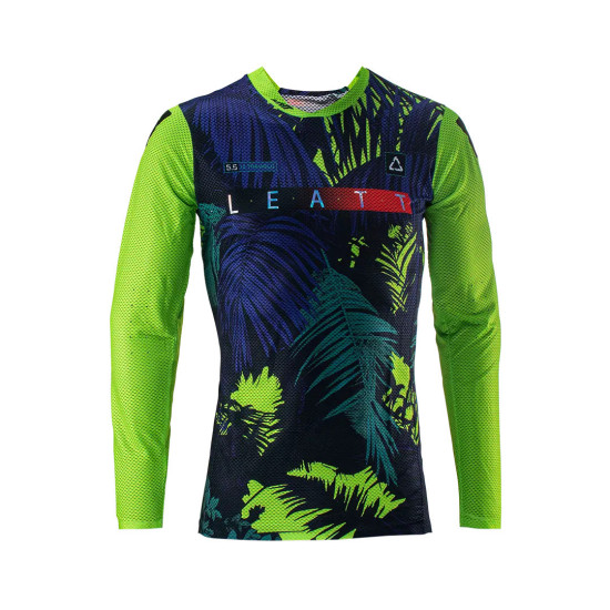 LEATT MOTO 5.5 ULTRAWELD JERSEY JUNGLE COLOR BLACK / NAVY / FLUO GREEN SIZE S