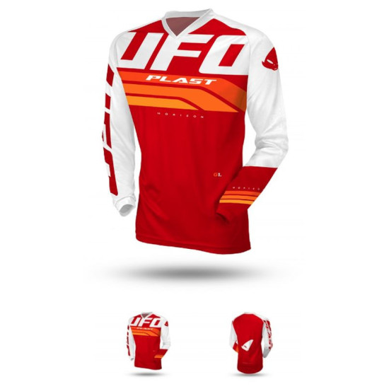UFO MARŠKINĖLIAI HORIZON JERSEY CROSS SPALVA RAUDONA / BALTA XXL DYDIS